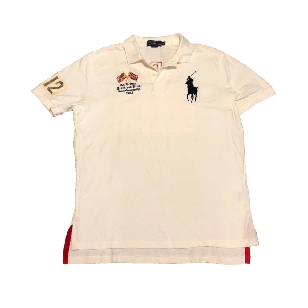 Polo Ralph Lauren Men’sBig Pony Track Field GBR 1934 Polo Shirt White